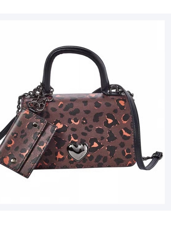 Luv Betsey Handbags - Luv Betsey Betsey Johnson Brown/Black Leopard Print Top-Handle Satchel Handbag